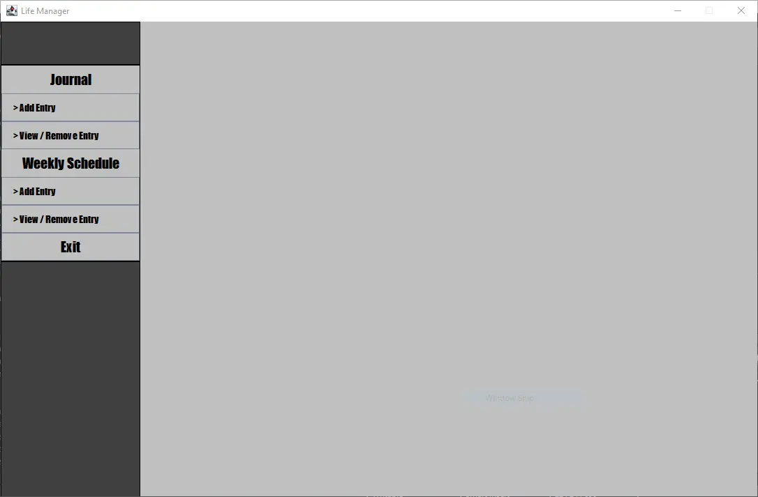 Life Manager Application Screenshot